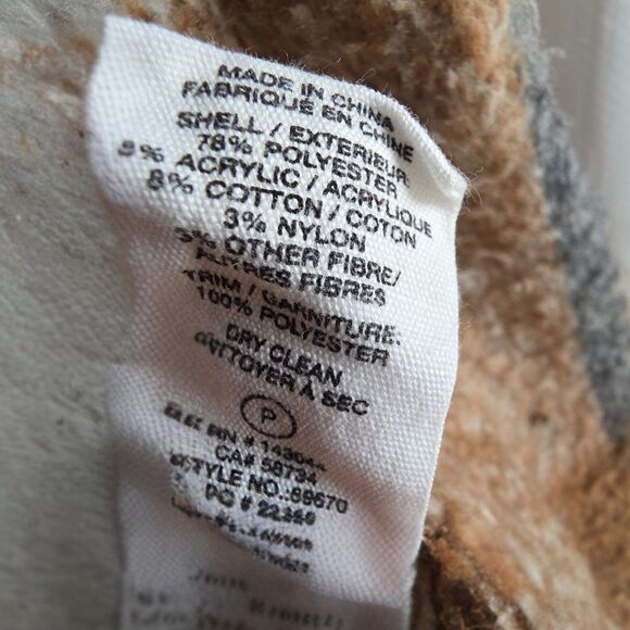 Avec Les Filles L Plaid Shacket Oversized Flannel Shirt Jacket Beige White Cozy - Picture 9 of 11